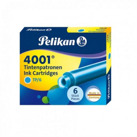 Naboje Pelikan krótkie 6szt turkusowe
